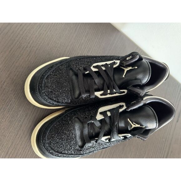 Nike Jordan 3 Retro AWOK Vogue Womens Black glitter sneakers Size 9 Shoes - Picture 5 of 7